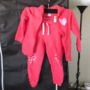 Carters pink red sweatsuit outfit 4T